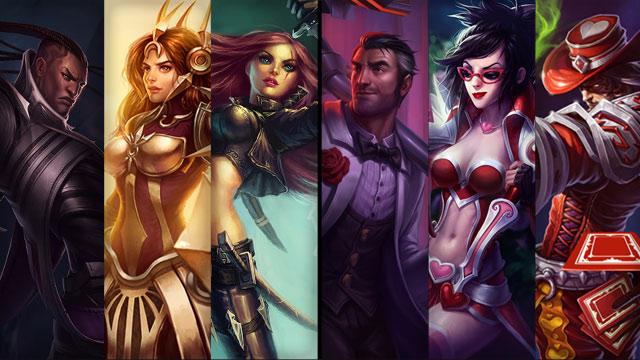 Debonair Jayce, Heartseeker Vayne and Jack of Hearts Twisted Fate plus Lucian, Leona and Katarina