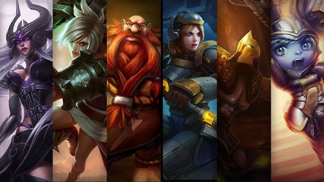 Steel Legion Lux, Perseus Pantheon and Battle Regalia Poppy plus Syndra, Riven and Gragas