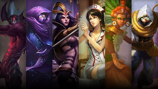 Nurse Akali, Sun Goddess Karma and Shadow Prince Malzahar plus Aatrox, Malzahar and LeBlanc