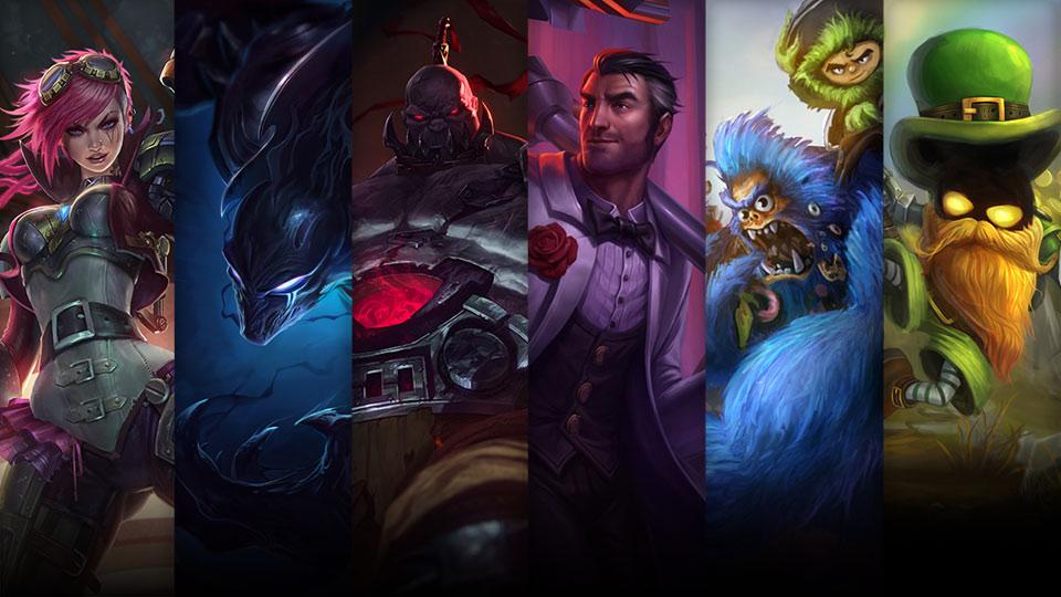 Debonair Jayce, Grungy Nunu and Leprechaun Veigar plus Vi, Nocturne and Sion