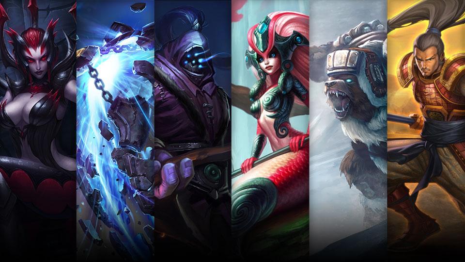 Koi Nami, Northern Storm Volibear and Imperial Xin Zhao plus Elise, Xerath and Jax