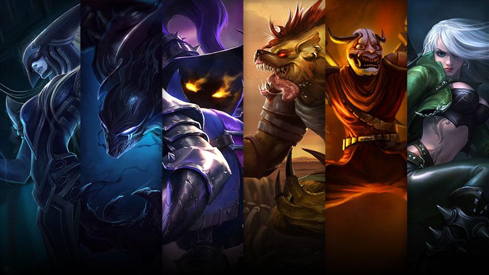 Hyena Warwick, Blood Moon Shen and Mercenary Katarina plus Lissandra, Nocturne and Veigar