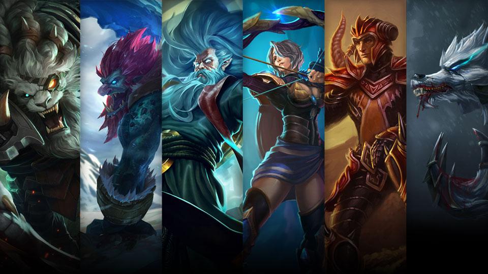 Amethyst Ashe, Dragonslayer Jarvan IV and Tundra Hunter Warwick plus Rengar, Trundle and Zilean