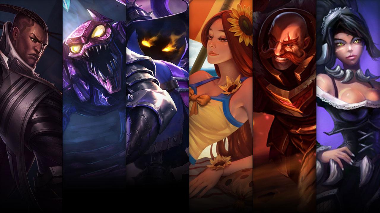 Pool Party Leona, Dragonslayer Braum, French Maid Nidalee and Mafia Jinx plus Lucian, Skarner and Veigar