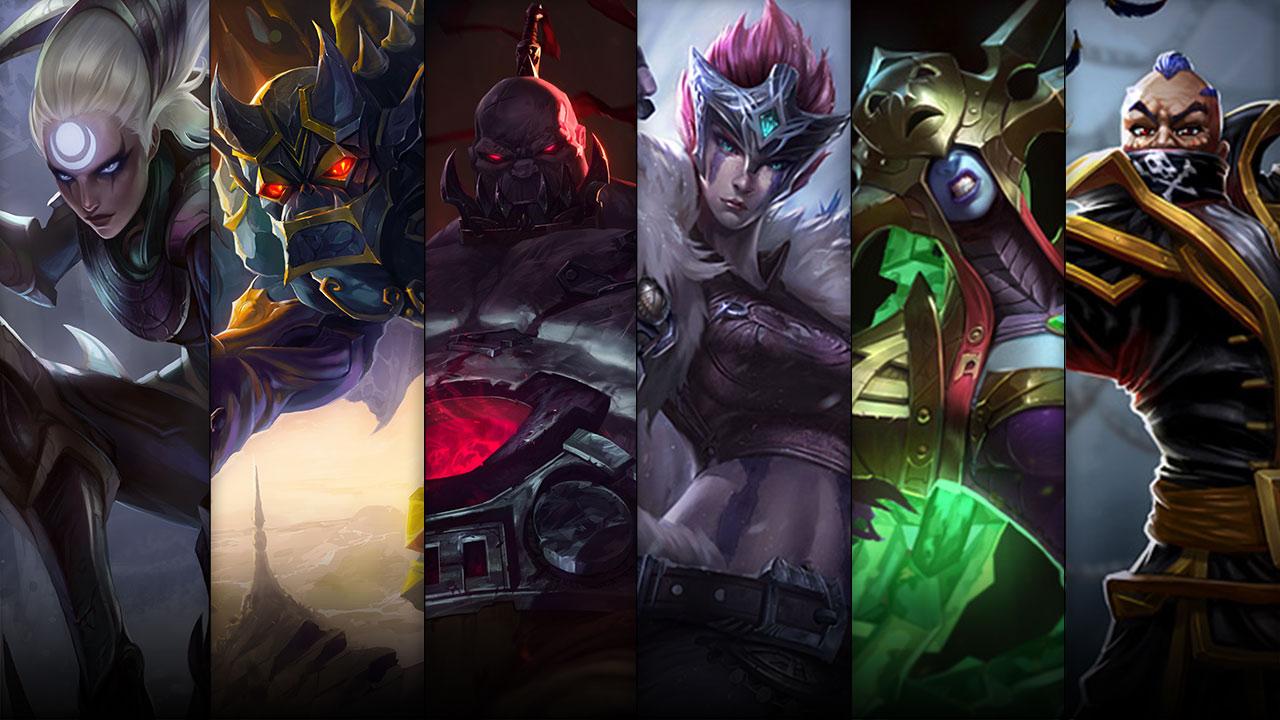 Woad Scout Quinn and Valor, Blade Queen Lissandra and Bilgewater Swain plus Diana, Galio and Sion