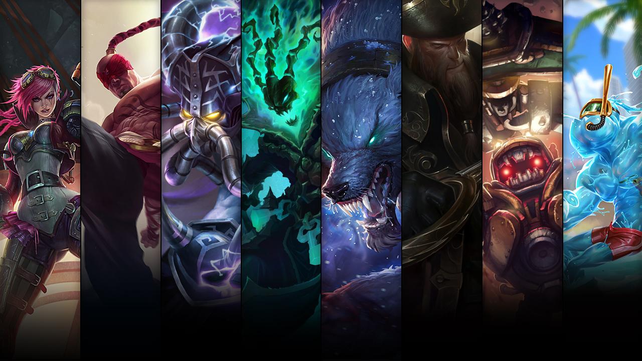 Pool Party Zac, Subterranean Nautilus, Captain Gangplank and Tundra Hunter Warwick plus Vi, Thresh, Lee Sin and Kassadin