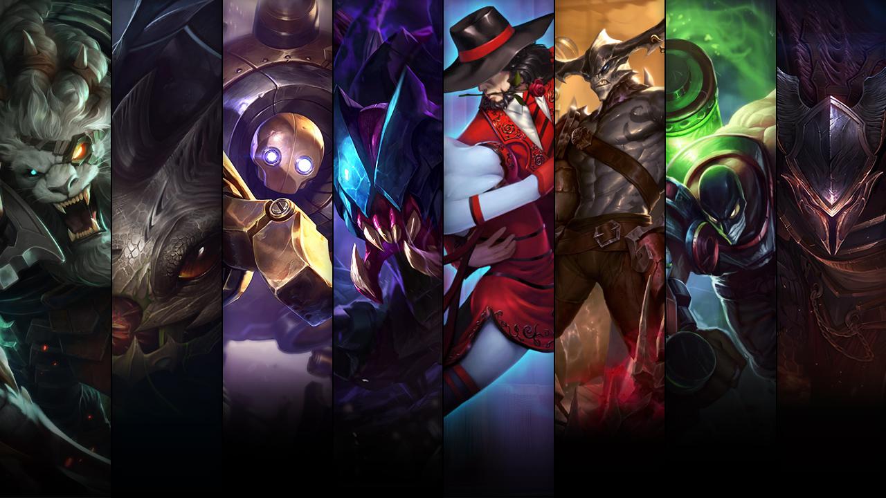 Dragonslayer Pantheon, Augmented Singed, Sea Hunter Aatrox and Tango Twisted Fate plus Rengar, Rek'Sai, Kog'Maw and Blitzcrank