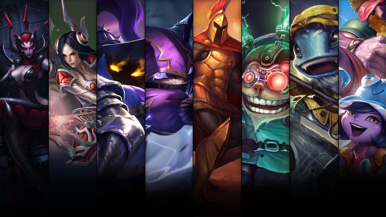 Pool Party Lulu, Fisherman Fizz, Mad Scientist Ziggs and Myrmidon Pantheon plus Elise, Irelia, Kennen and Veigar
