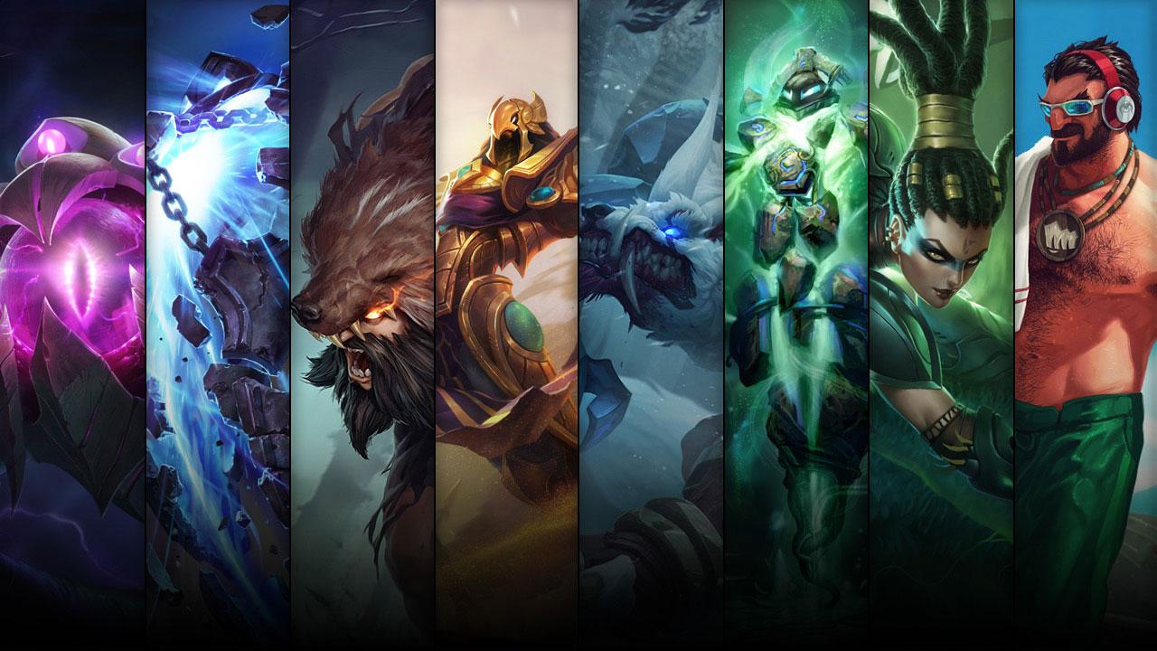 Pool Party Graves, Headhunter Nidalee, Runeborn Xerath and Tundra Hunter Warwick plus Vel'Koz, Azir, Xerath and Udyr