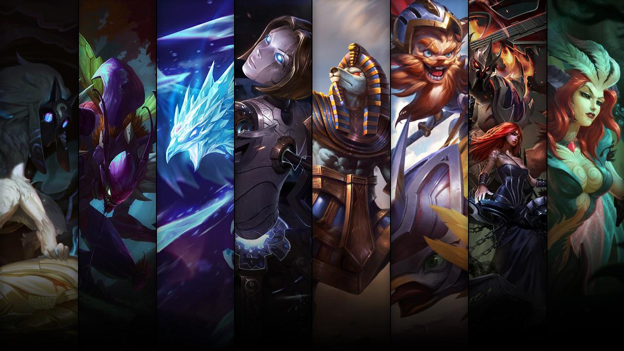 Elderwood LeBlanc, Pentakill Sona, Sir Kled and Pharaoh Nasus plus Kindred, Kha'Zix, Orianna and Anivia