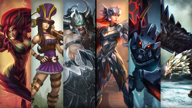 Iron Solari Leona, Mecha Kha'Zix and Bird of Prey Anivia plus Zyra, Caitlyn and Tryndamere