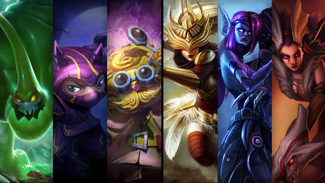 Justicar Syndra, Blade Mistress Morgana and Boneclaw Shyvana plus Zac, Kennen and Heimerdinger