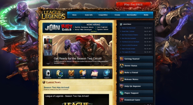 League of Legends Season 2 New Website Style